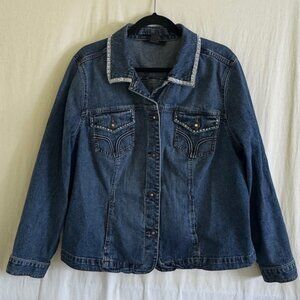 Style & Co Women's Denim Jacket Studded Embellishments Accents Plus Size 18W